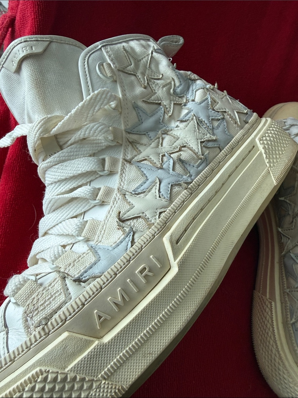 AMIRI  White High-Top Star-Embellished Sneakers - Picture 6 of 6